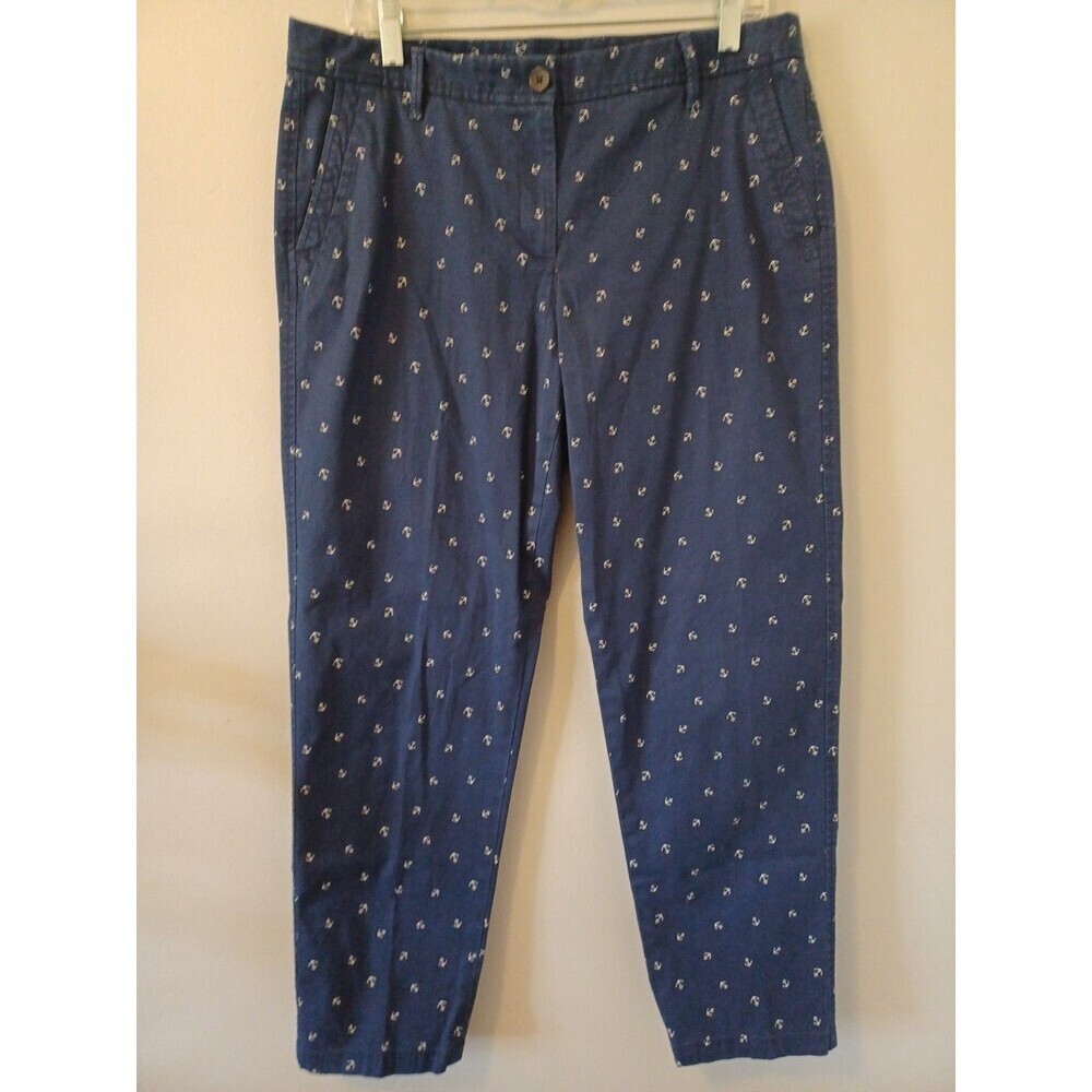 Talbots anchor print chino pants 10 stretch relaxed fit nautical beach coastal